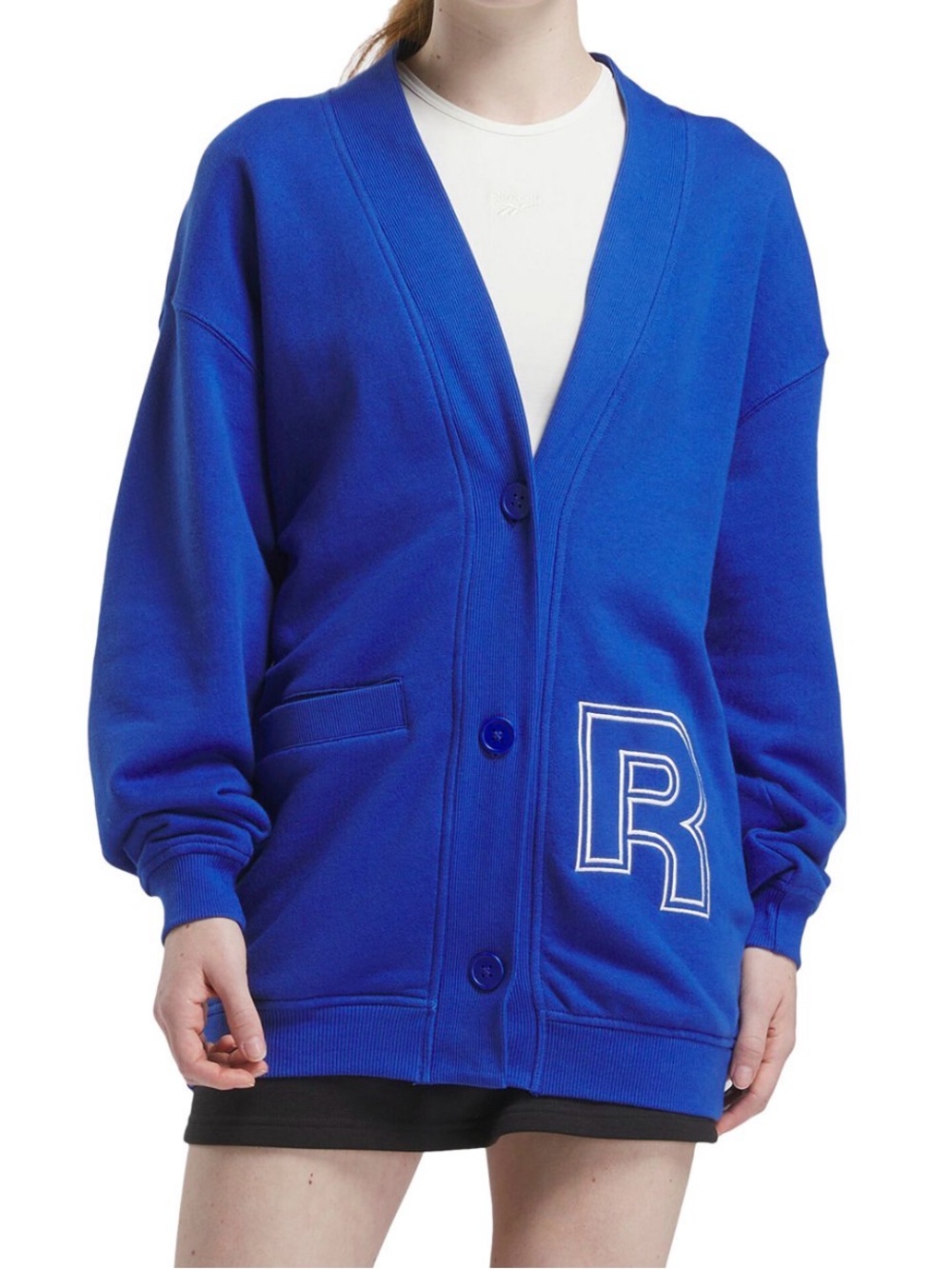 Reebok Blue Cardigan Sweater with R Patch